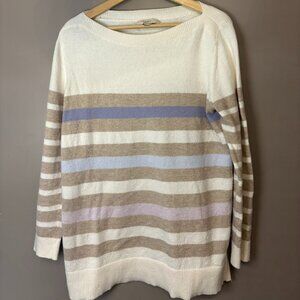 LOFT loose fitting casual striped sweater soft women's size large long wide